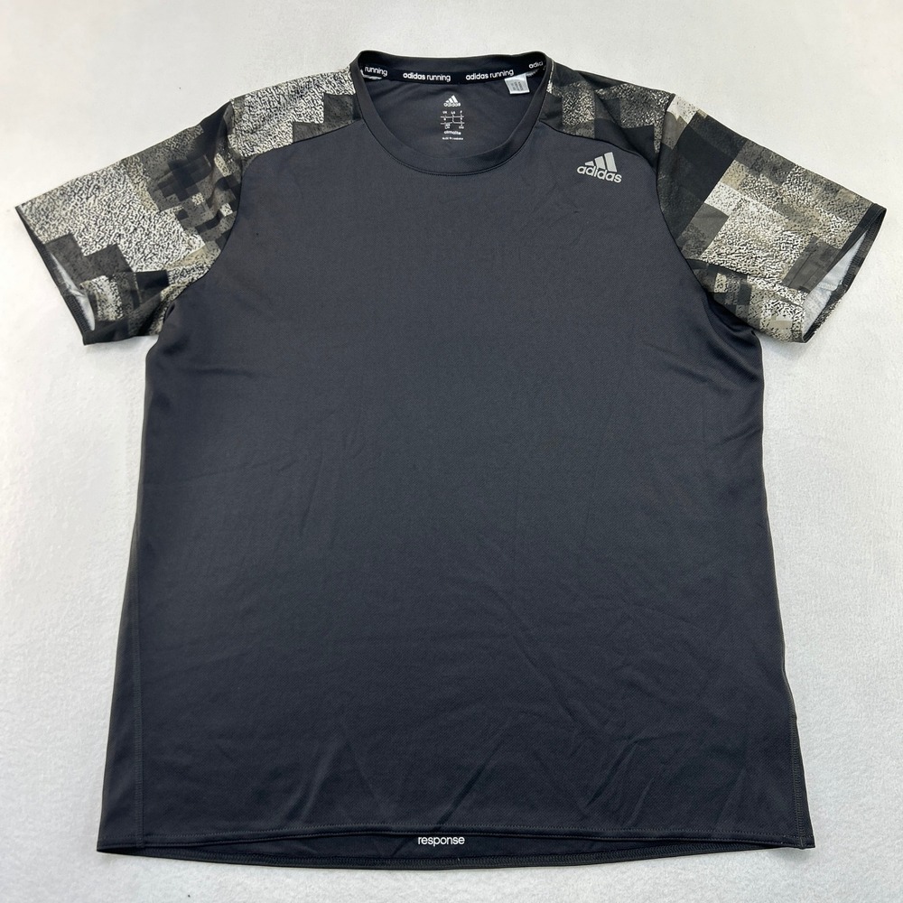 Adidas Response Running Shirt Mens Large Black Camo Climalite Tee AJ4365
